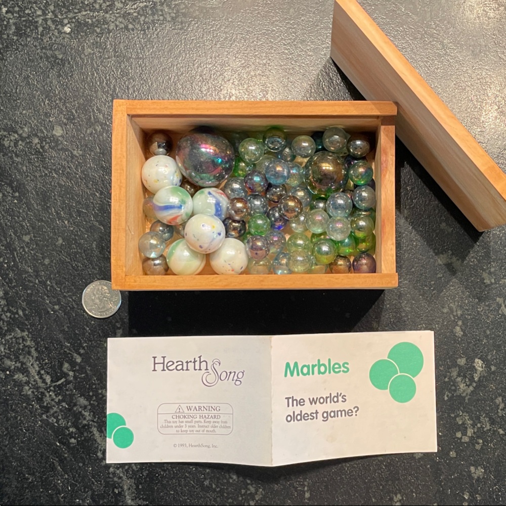 Vintage Marbles Game in Wooden Storage Box - Picture 2 of 11